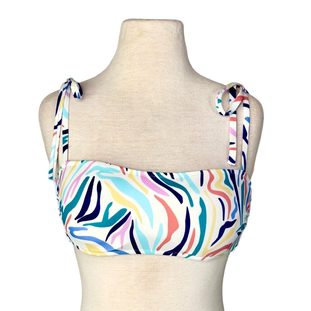 Shade & Shore Multicolor Shoulder Tie Underwire Bralette Bikini Top Size 34B NEW